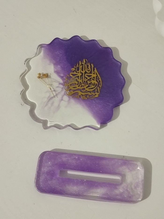 idée cadeau ornement bureau coiffeuse couvre tasse en résine et fleur naturelle abr001 - photo numéro 5