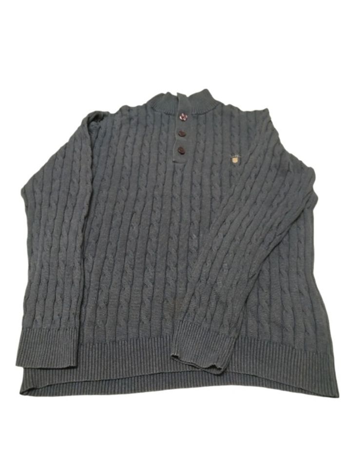 Pull torsadé bleu marine avec boutons - Gant - XXL