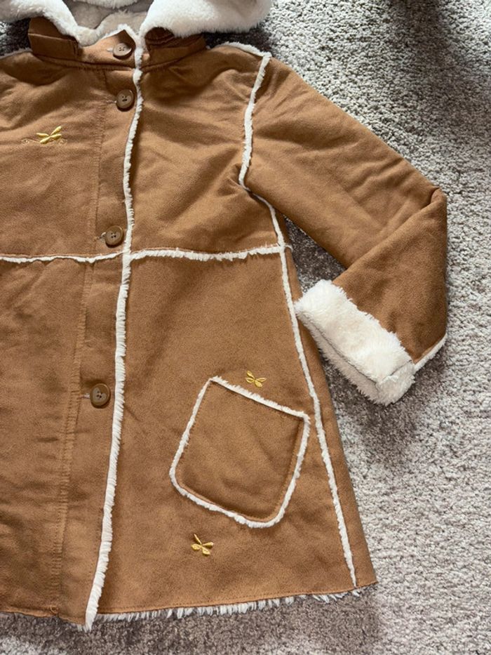 🌺Manteau caban marron et blanc fourrée en effet daim Taille 8ans/128cm🌺 - photo numéro 2