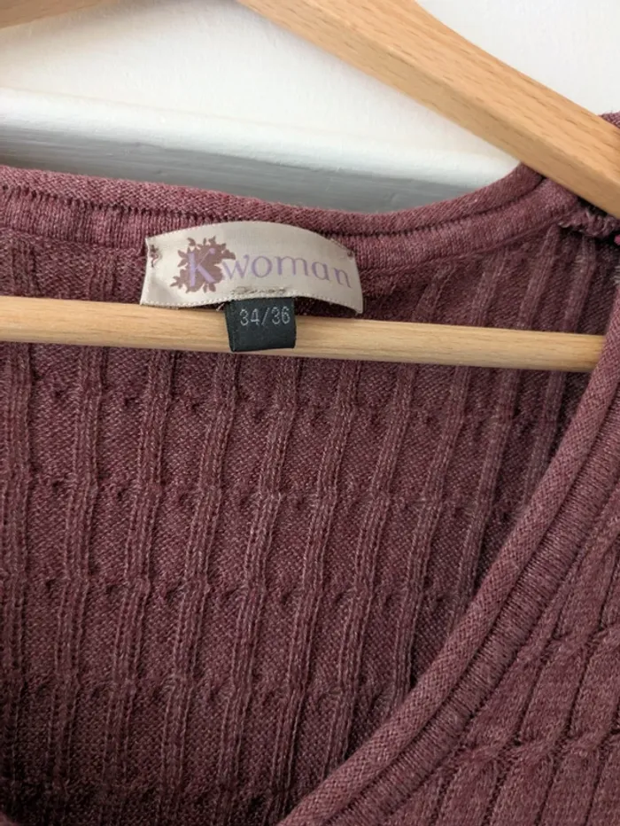 Magnifique pull côtelé vieux rose K woman taille 34/36 - photo numéro 2