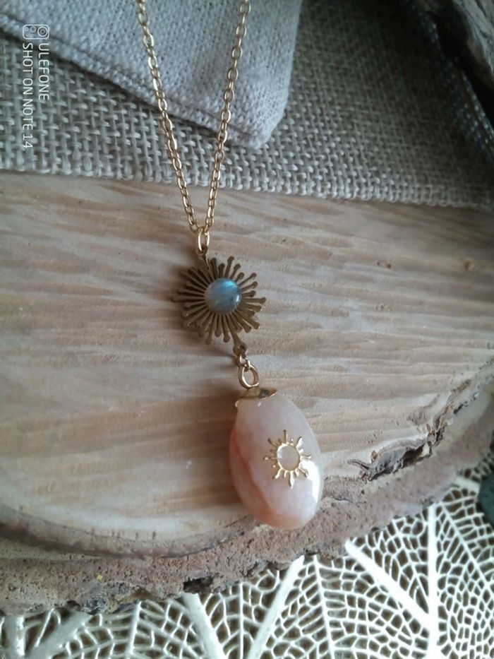 Collier soleil et pierres naturelles - photo numéro 2