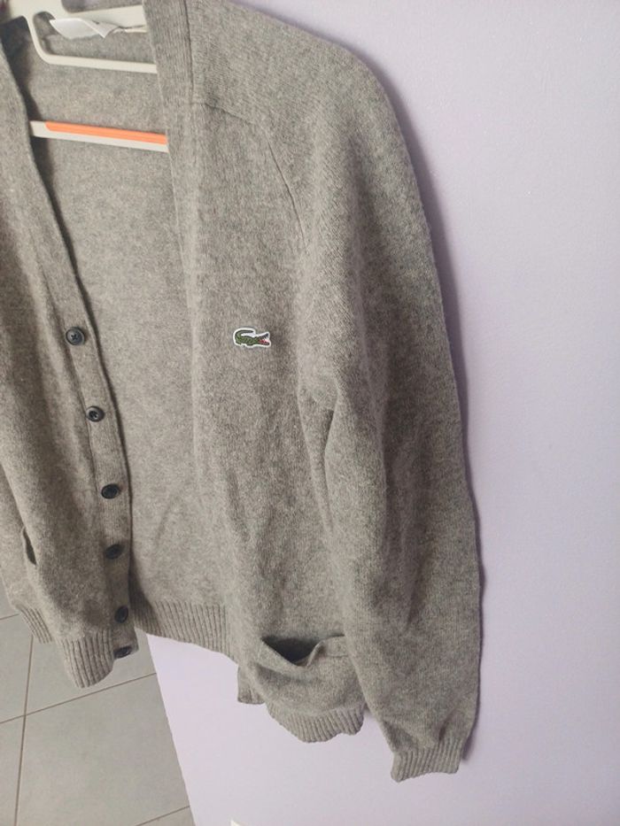 Gilet lacoste femme gris très bon état logo brodé vert taille XL - photo numéro 3