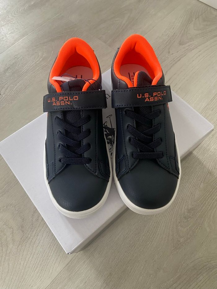 Baskets en cuir noir et orange 34 - photo numéro 2