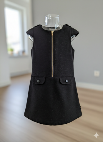 Okaïdi - Robe Noire Hiver Pailletée Zip Doré T.3 Ans 98 cm - Très Bon État