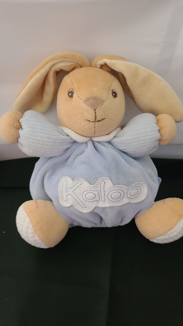 doudou lapin Kaloo bleu et blanc, beige - photo numéro 4