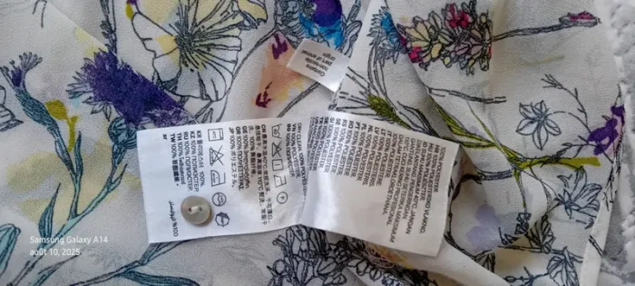 Blouse longue  sans manches assymetrique semitransparente motif fleurs femme 42 h&m - photo numéro 19