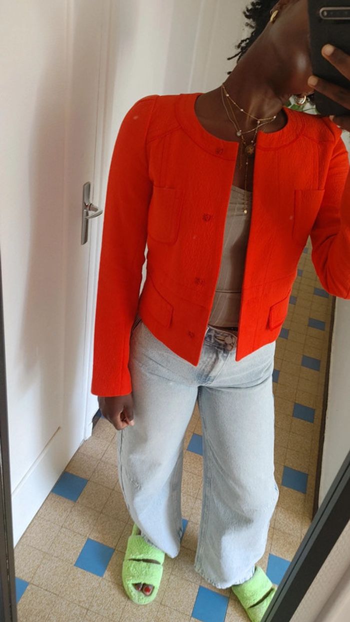 Magnifique veste courte orange - photo numéro 5
