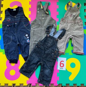 Lot de 4 salopettes 6 mois