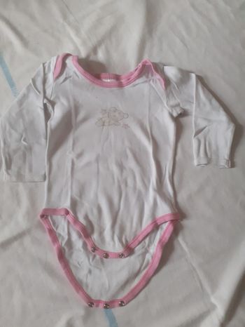 Body blanc à bords roses motif ourson
