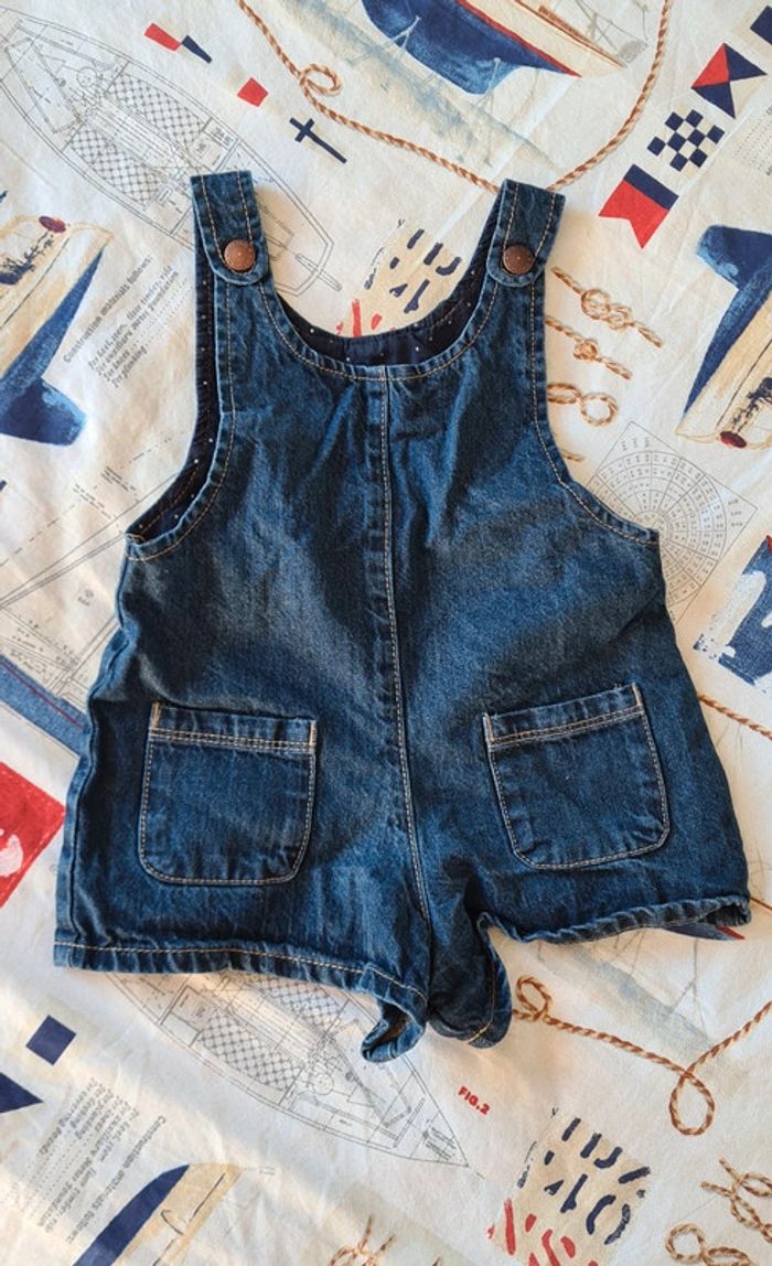Salopette short en jean fille 24 mois