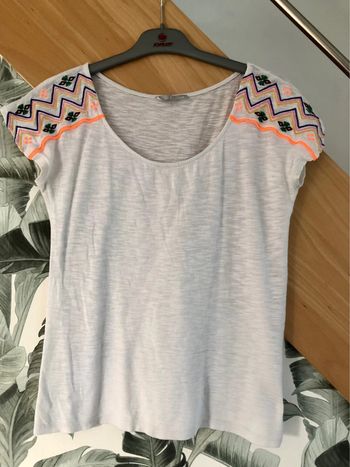 T-shirt en coton blanc imprimé aux épaules Etam