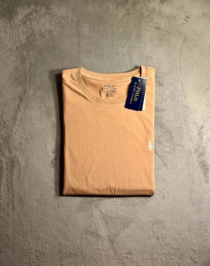 T-shirt Ralph Lauren Crewneck Embroidered Beige White Poney – Taille L