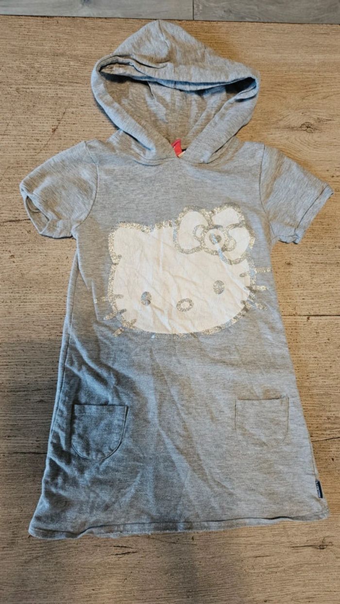 Robe d été gris clair à capuche et manches courtes, Hello Kitty, 5/6 ans - photo numéro 3