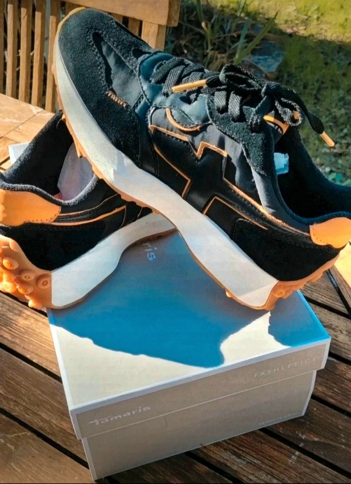 Baskets Tamaris noir/orange - photo numéro 2