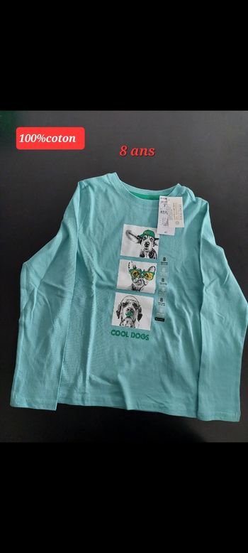 T-shirt motif chien garçon 8ans