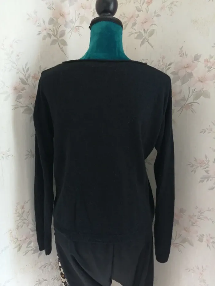 Pull fin noir uni avec col rond / la halle / (S) - photo numéro 5