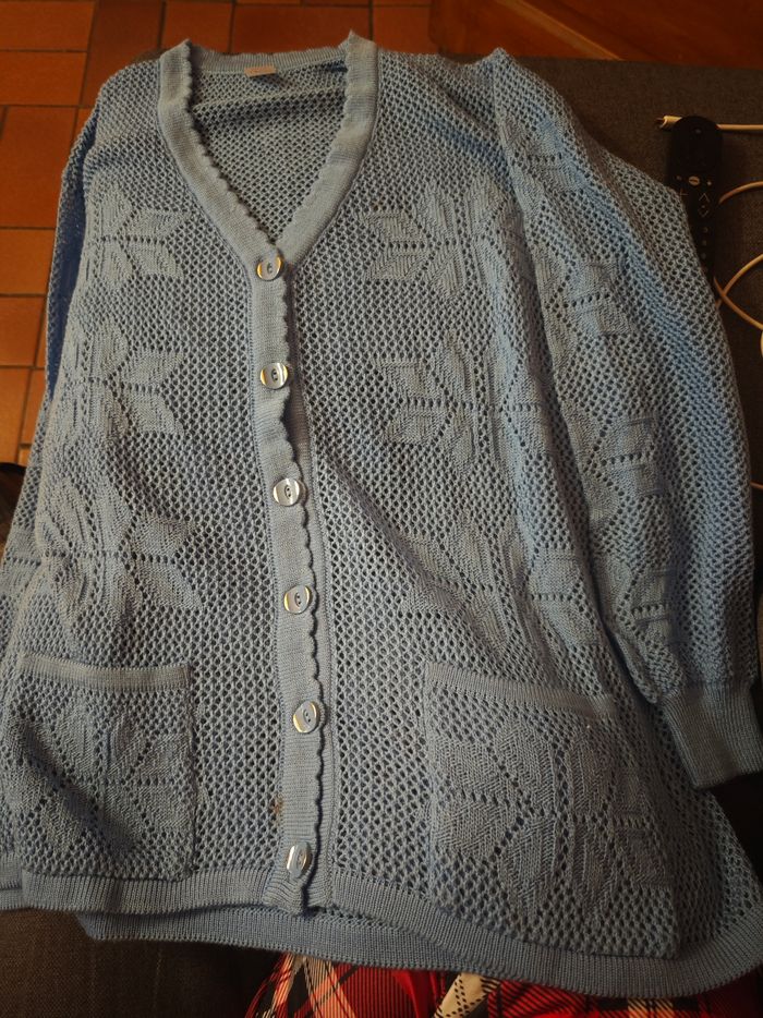 Gilet bleu ajouré 2 poches taille 2xl (correspond à un 52/54) - photo numéro 2