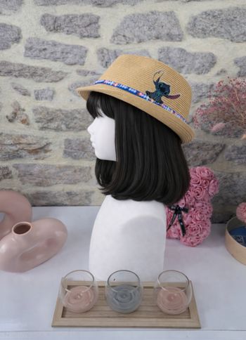 Chapeau de paille Fedora Fille taille 55/56 marque Stitch Disney 🦜