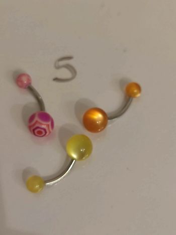 Lot de 3 piercings nombril acier chirurgical et acrylique