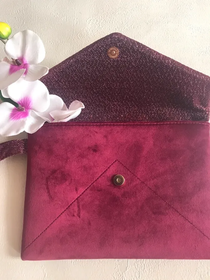 Pochette velours prune bordeau - photo numéro 4