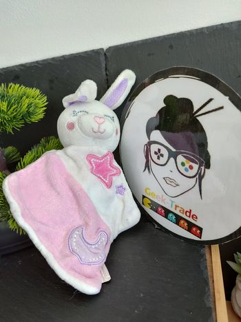doudou lapin siplec Leclerc blanc rose violet lune coeur étoile Sommeil DD003229