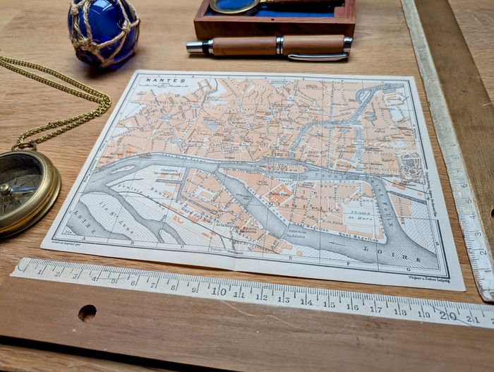 Imprimée en 1902, plan de Nantes, Loire-Atlantique. Original Vintage Authentique. - photo numéro 3