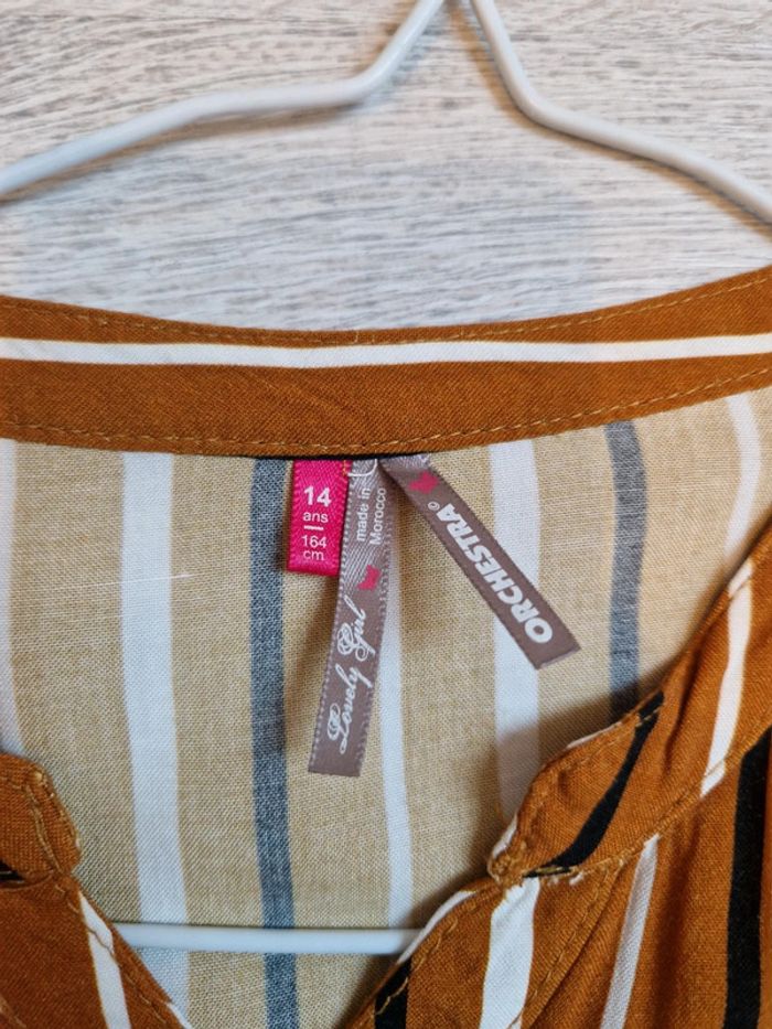 Chemise orchestra 14 ans rayée marron noire et blanche peut convenir à un XS - photo numéro 2