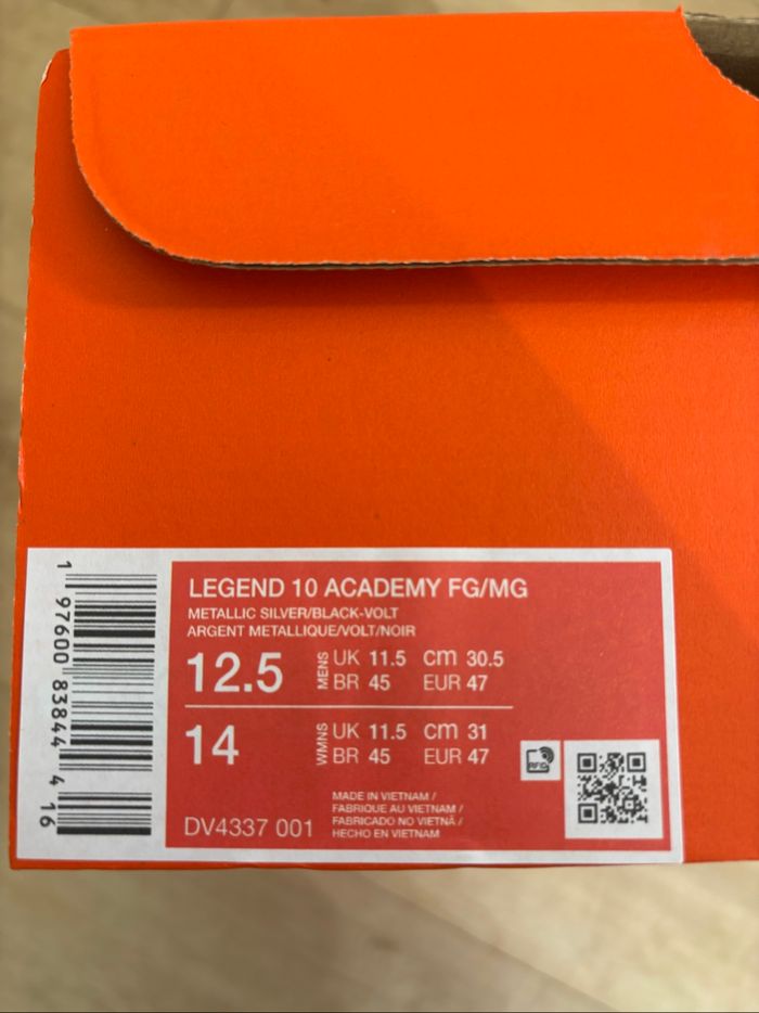Chaussures Football Nike Tiempo Legend 10 X Academy FG/MG Argent 47 - photo numéro 2