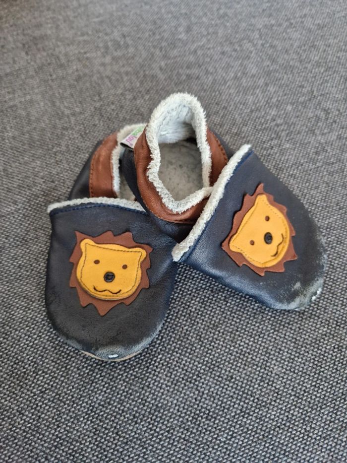 Chaussons bibalou fourrés et en cuir 18-24 mois