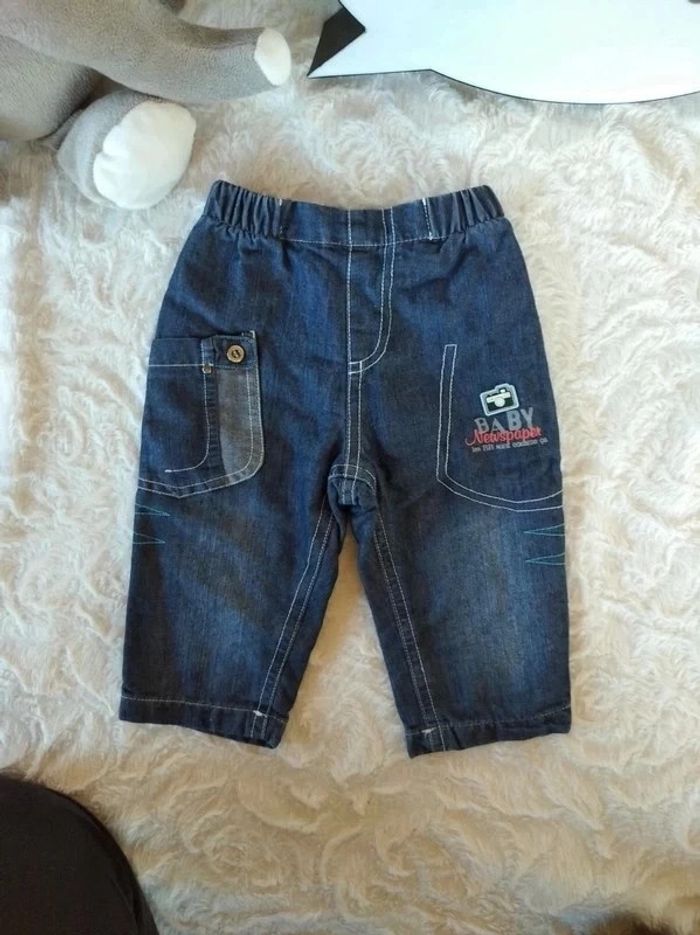 Pantalon doublé style jeans Garçon 6 mois Les enfants sont comme ça "Baby newspaper" - photo numéro 2