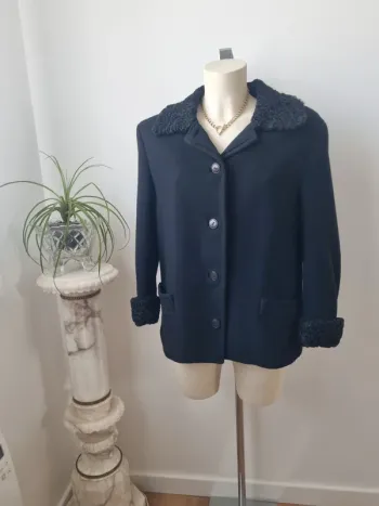 Veste en laine noir vintage