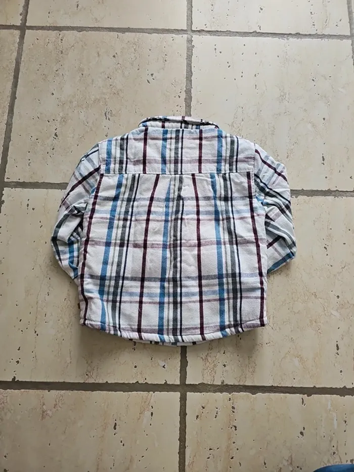 Chemise carreaux bordeaux doublé polaire - Obaïbi - 23 mois/86 cm - photo numéro 4