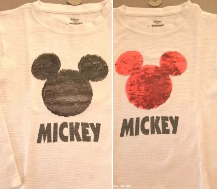 T shirt Mickey Paillettes changeantes
