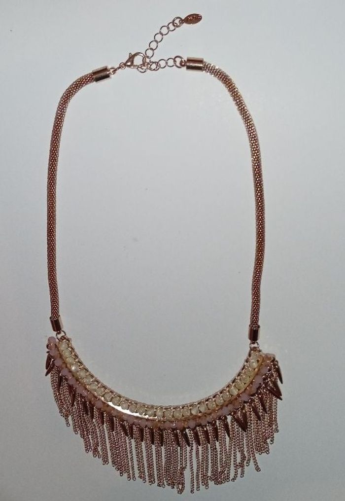 Collier  doré Moa avec perle rose et blanche neuf