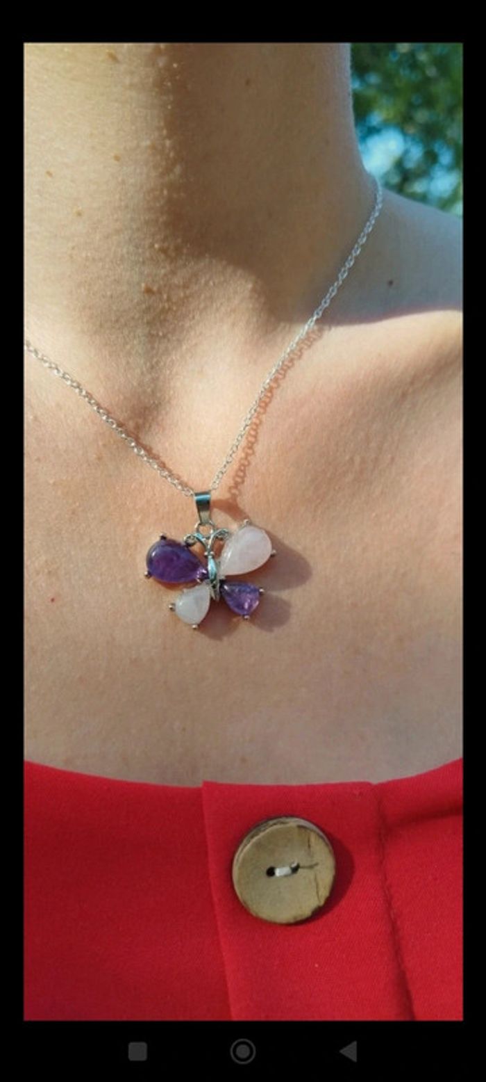 Collier Cristal Papillon🦋 L’Étreinte des Énergies Douces - photo numéro 3