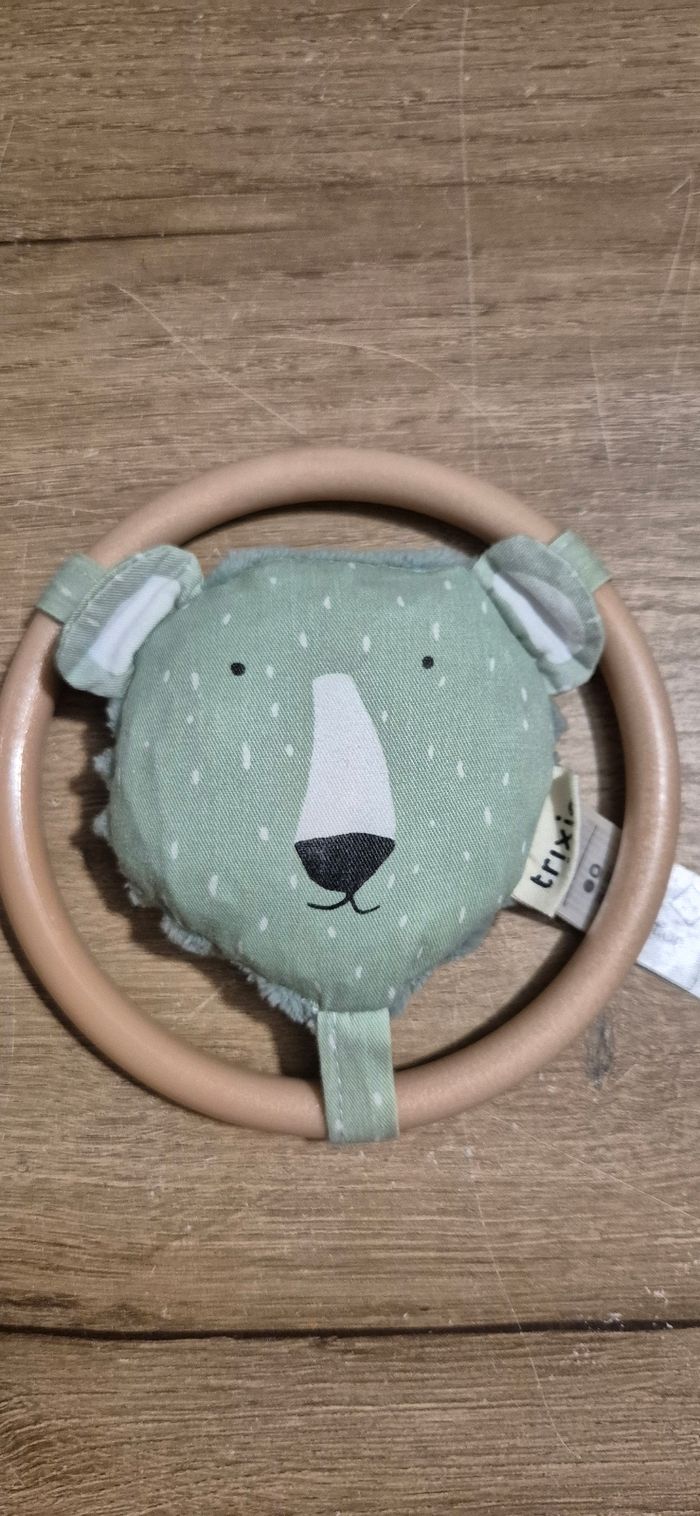 Hochet rond en bois ours polaire - photo numéro 2