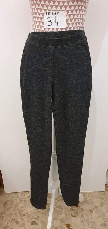Jegging, gris foncé chiné, coton polyester elasthanne,taille haute, forme slim fit, en très bon état