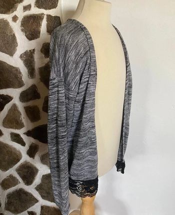 Gilet gris à paillettes bas dentelle noire Miss Liberto 10 ans