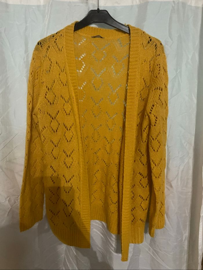Veste longue moutarde crochet taille 42 très bon état - photo numéro 6