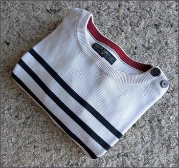 Pull 100% coton Jules taille S homme bleu marine et blanc