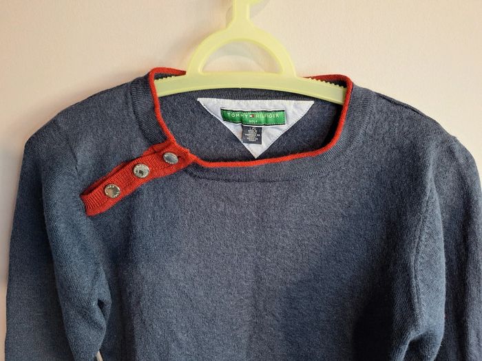 Pull tommy hilfiger femme vintage - taille L - col rond - laine - logo brodé - photo numéro 2