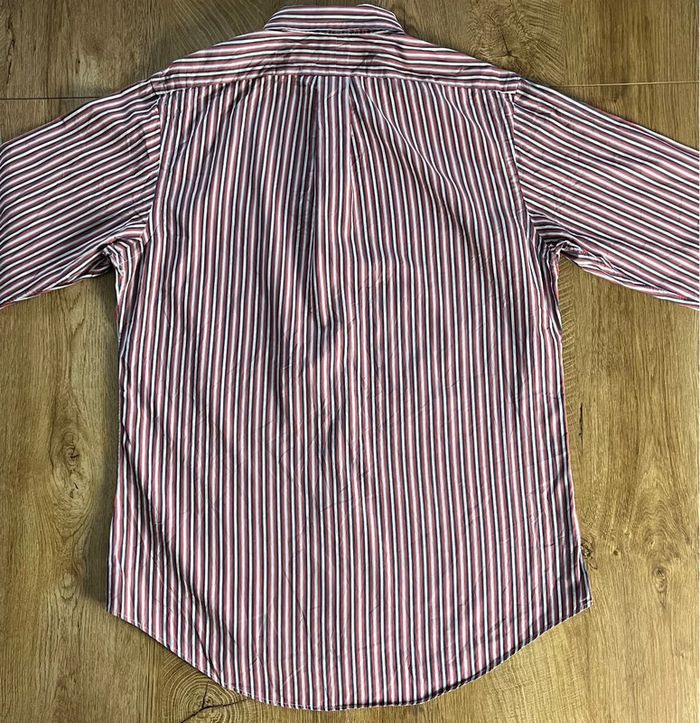 Chemise à manches longues rayée bleue, blanche et rouge Ralph Lauren pour homme, taille M - photo numéro 3
