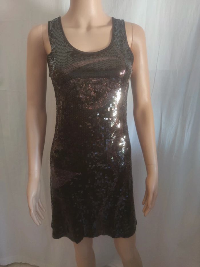 Robe sans manches à sequins T. 36 / 38 💮 91% Coton 9% Spandex - photo numéro 4