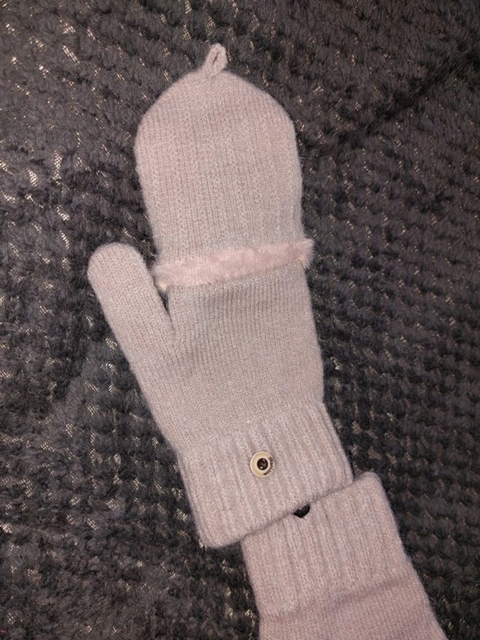 Mitaines/Gants rose/gris T.U Neuf - photo numéro 4