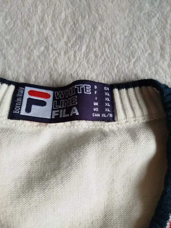 Pull V Fila blanc - photo numéro 2