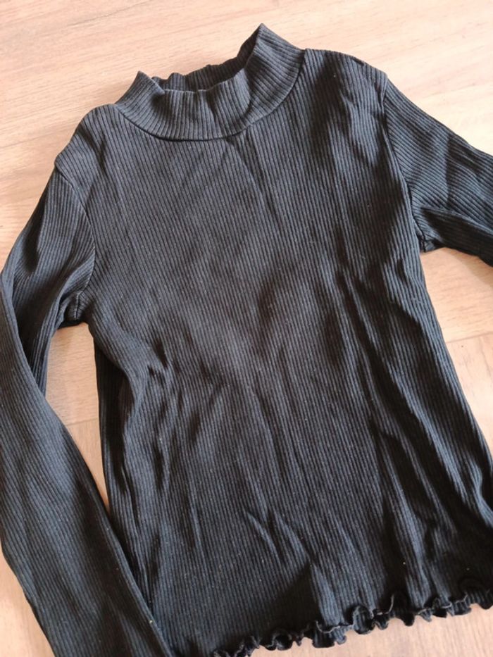 T shirt noir côtelé - photo numéro 2