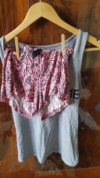 Ensemble pyjama gris et rose