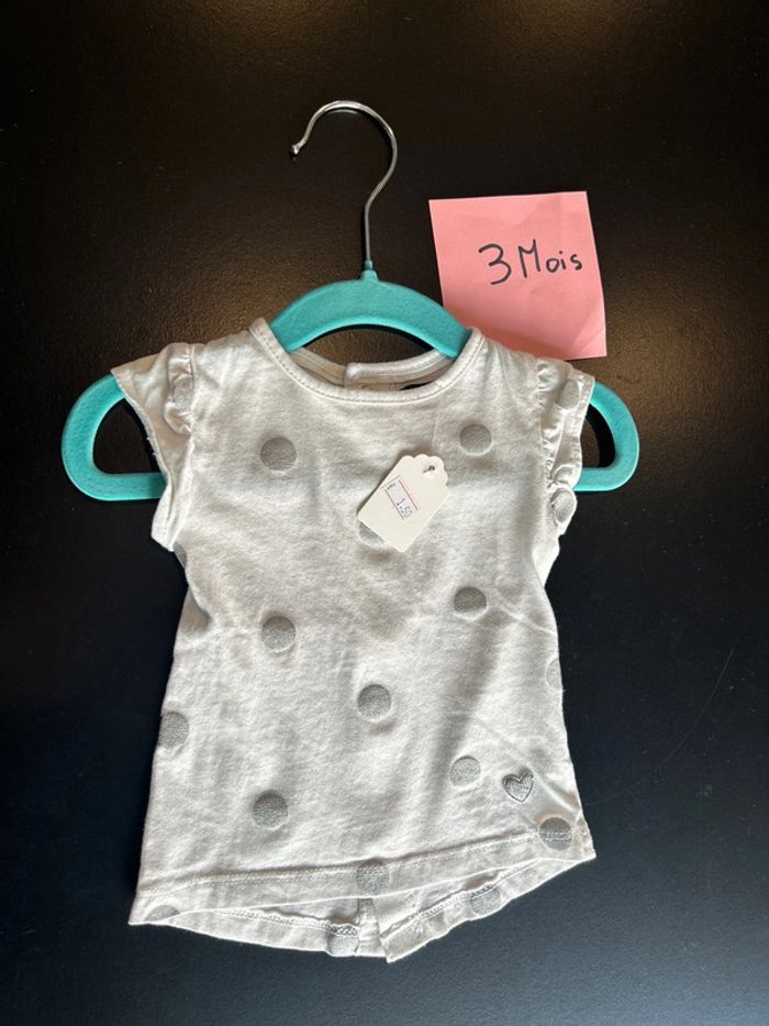 Teeshirt blanc pois gris - photo numéro 1