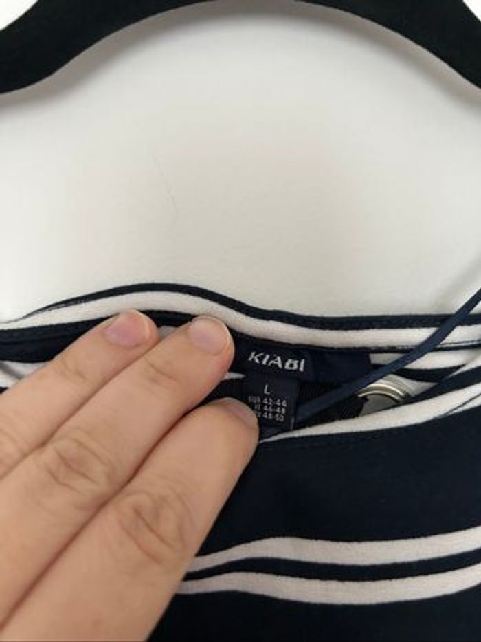 Robe manches 3/4 marinière bleu noir et blanc Kiabi L - photo numéro 5