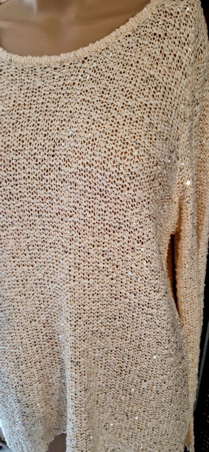 Joli pull paillette grosse maille - photo numéro 2